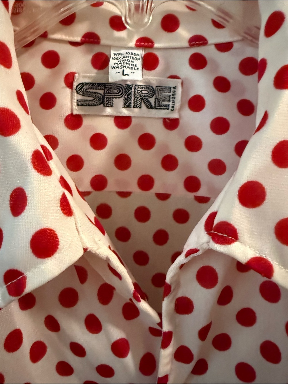 💥 VINTAGE 70s Spire California Polka Dot Disco Shirt - Large 💥